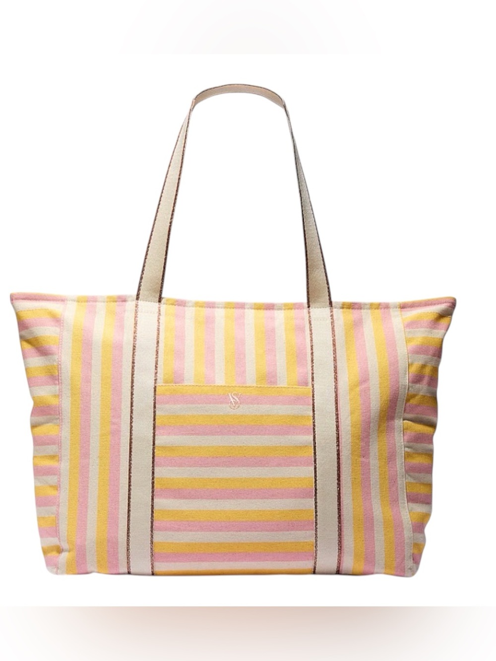 Victoria's Secret~
Pink and Yellow Canvas Striped Tote
New